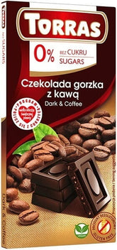 Dark chocolate with dark coffee & coffee 0% gluten-free sugar 75 g TORRAS